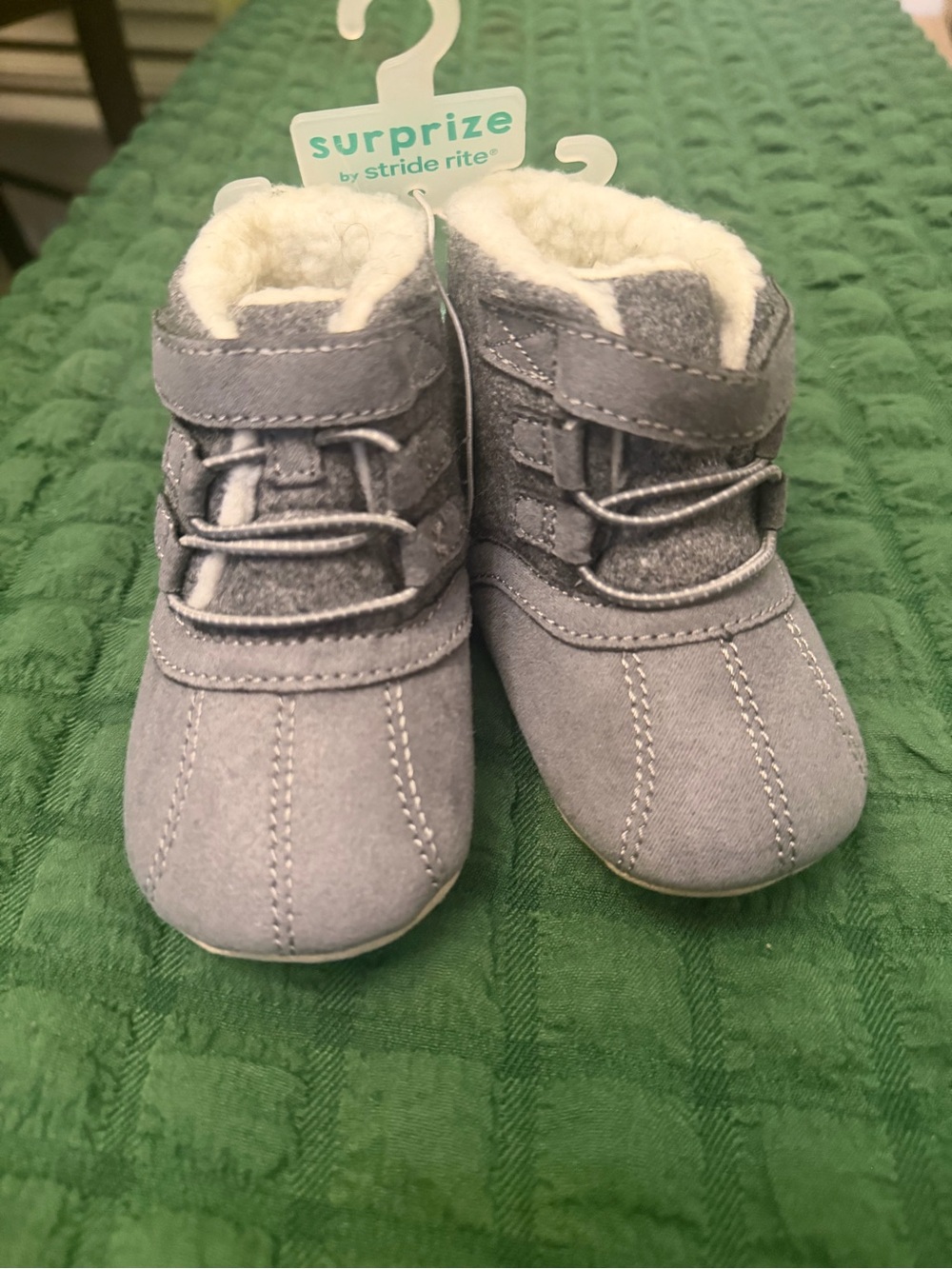 Stride Rite Gray Faux-Fur Lined Baby Walker Boots